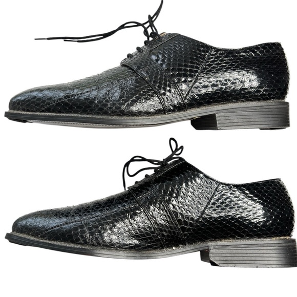 Giorgio Brutini Genuine Snakeskin Black Derby Dress Shoes Mens Size 11.5 Classic - Picture 13 of 16